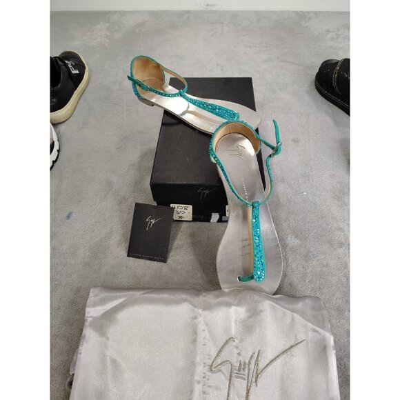Giuseppe Zanottii Turquoise  Preowned sandals 38 With Crystals - Picture 1 of 13